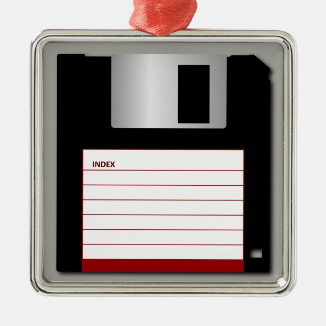 Classic 3.5" Red Floppy Disc Metal Tree Decoration (Front)