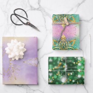 Classic 3 Colour holiday Snowflakes Christmas Wrap Wrapping Paper Sheet