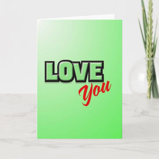 Classic 3D Love You Script Card (Front)