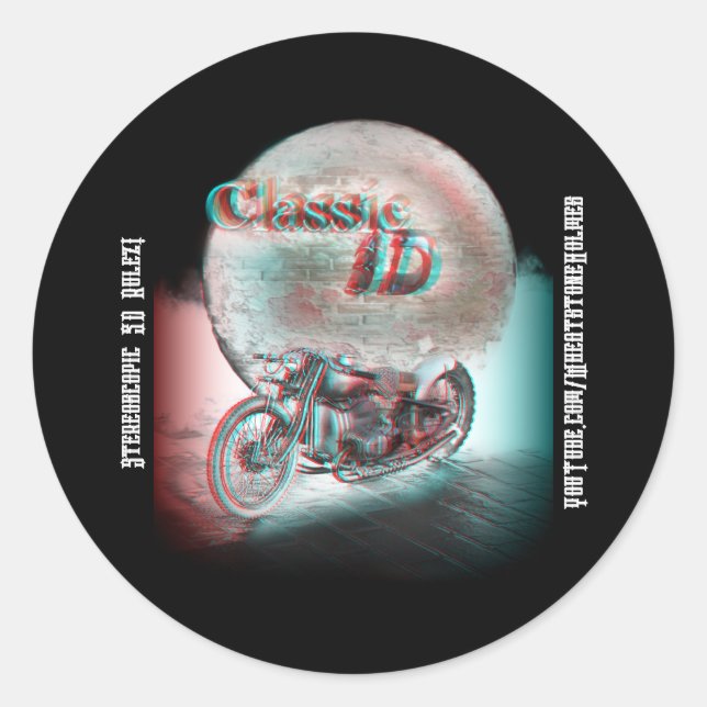 Classic 3D Motorcycle Round Sticker (Front)