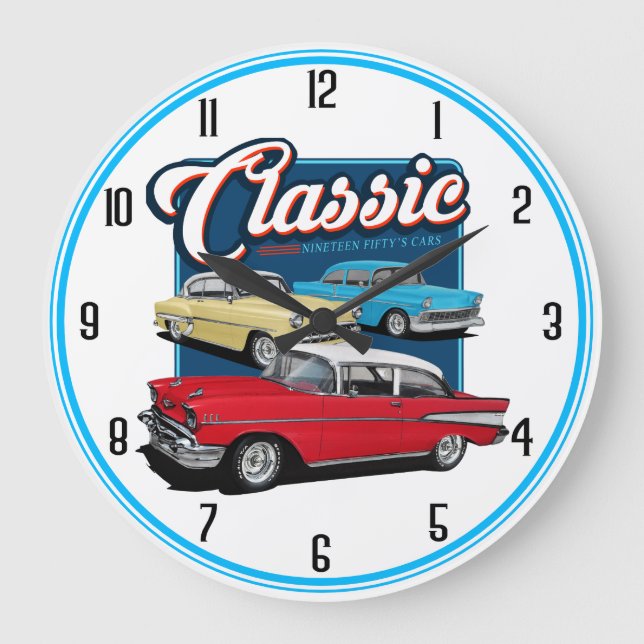 Classic 50's Cars Large Clock (Front)