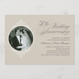 Classic 50th Anniversary Sandstone Invitations
