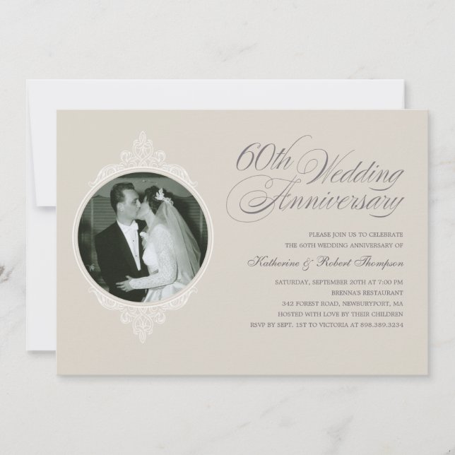 Classic 60th Anniversary Photo Invitations (Front)