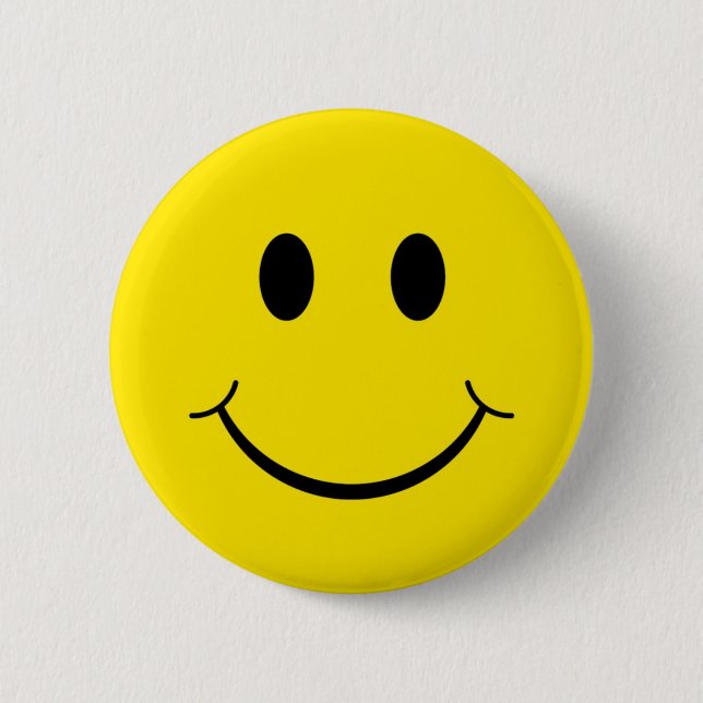 Classic 70's Yellow Happy Face 6 Cm Round Badge (Front)