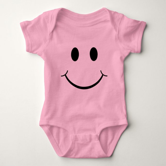 Classic 70's Yellow Happy Face Baby Bodysuit (Front)