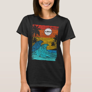 Classic 80 90s Surf Hawaii Hawaiian Waves Art Prin T-Shirt