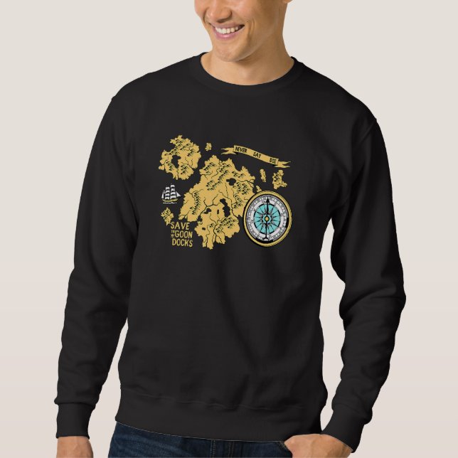 Classic 80s Astoria Oregon Pirate Save The Goondoc Sweatshirt (Front)
