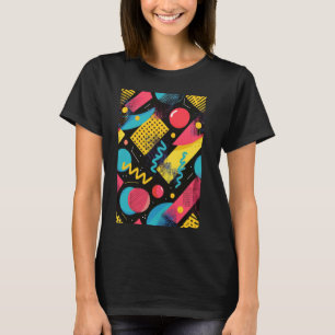 Classic 80s Style Synthwave Pattern Art T-Shirt
