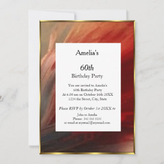 Classic Abstract Birthday Party fire red Invitation