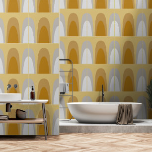 Classic Abstract Dome, Silver Gold Grey Geometric Wallpaper
