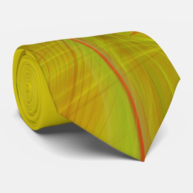 Classic Abstract Elegant Red/Yello Fractal Necktie (Rolled)