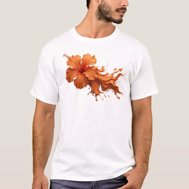 Classic ABSTRACT FLOWER Creative Print T-Shirt (Front)