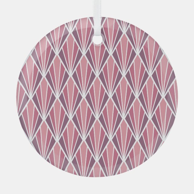 Classic abstract, geometric, stylish seamless patt glass tree decoration (Front)