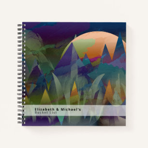 Classic Abstract Mountains BUCKET LIST Custom Gift Notebook