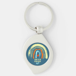 CLASSIC AFFIRMATION QUOTE RETRO BOHO RAINBOW METAL KEY RING