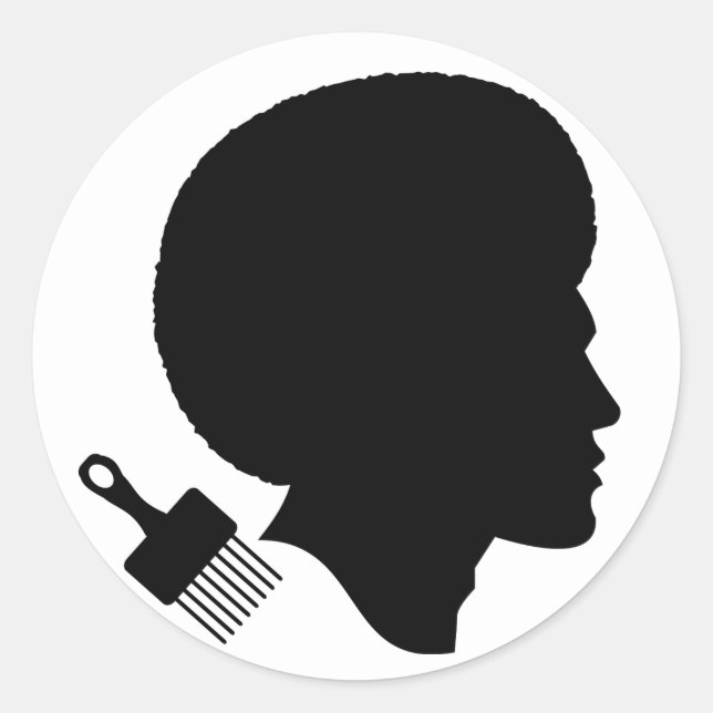 CLASSIC AFRO MAN SILHOUETTE CLASSIC ROUND STICKER (Front)