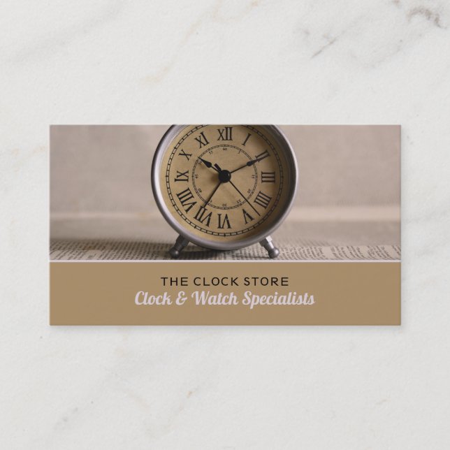 Classic Alarm Clock, Horologist Business Card (Front)