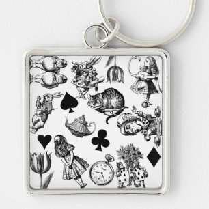 Classic Alice adventures in wonderland characters Key Ring