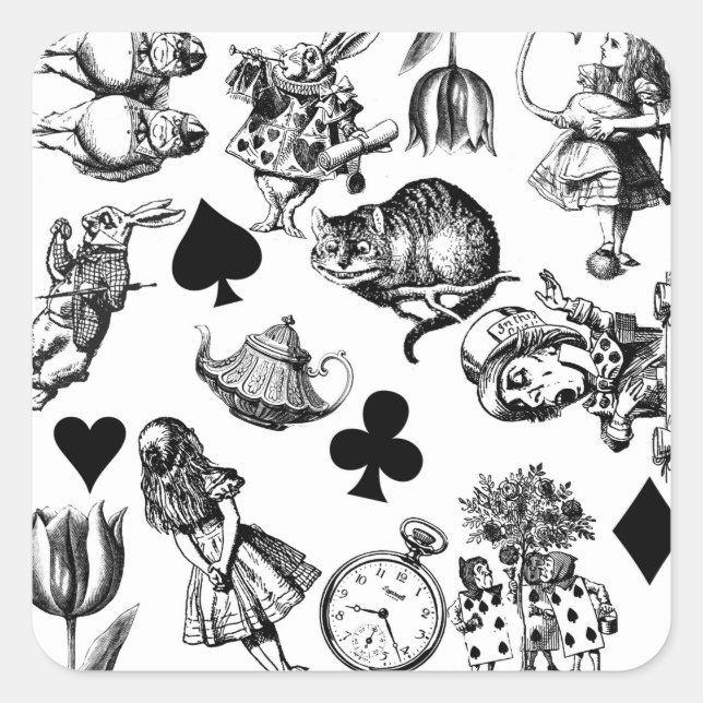 Classic Alice adventures in wonderland characters Square Sticker (Front)