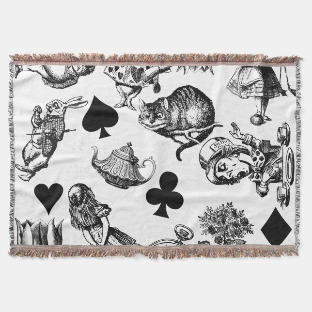 Classic Alice adventures in wonderland characters Throw Blanket (Front)