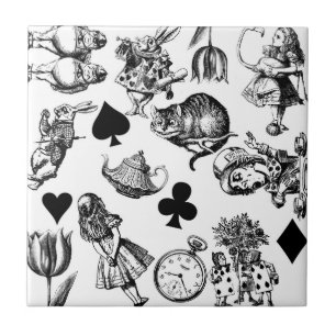 Classic Alice adventures in wonderland characters Tile