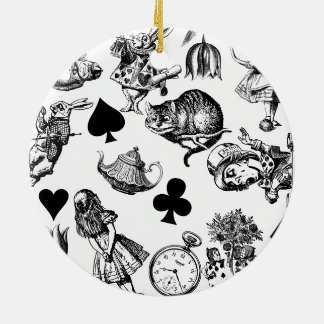  Classic Alice in Wonderland Characters: Original  Ceramic Tree Decoration (Back)