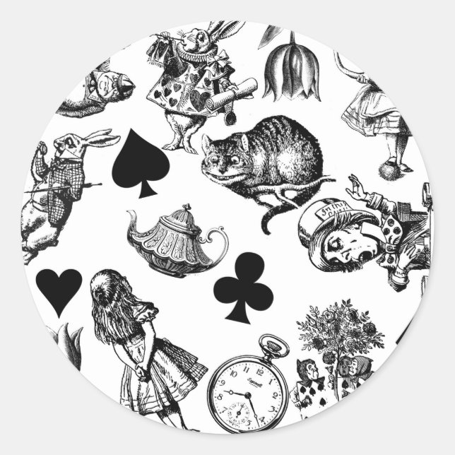  Classic Alice in Wonderland Characters: Original  Classic Round Sticker (Front)