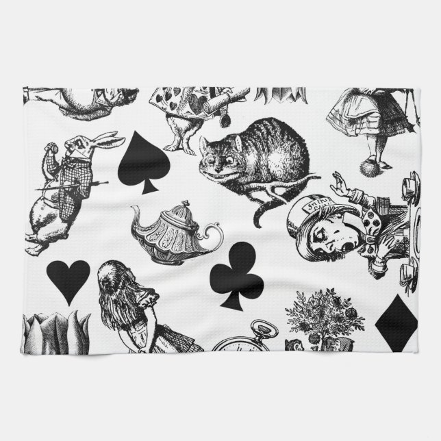  Classic Alice in Wonderland Characters: Original  Tea Towel (Horizontal)