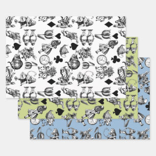  Classic Alice in Wonderland Characters: Original  Wrapping Paper Sheet
