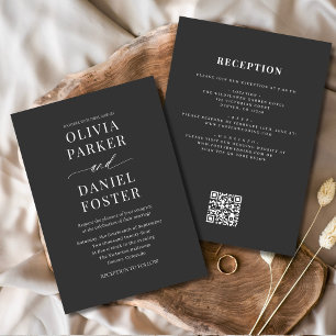 Classic All in One QR Code Elegant Wedding Invitation