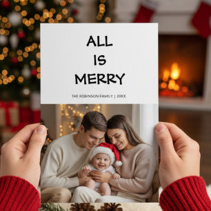 Classic All Is Bright Family Christmas Card  
