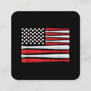 Classic American Baseball Flag - Vintage Baseball Square Business Card