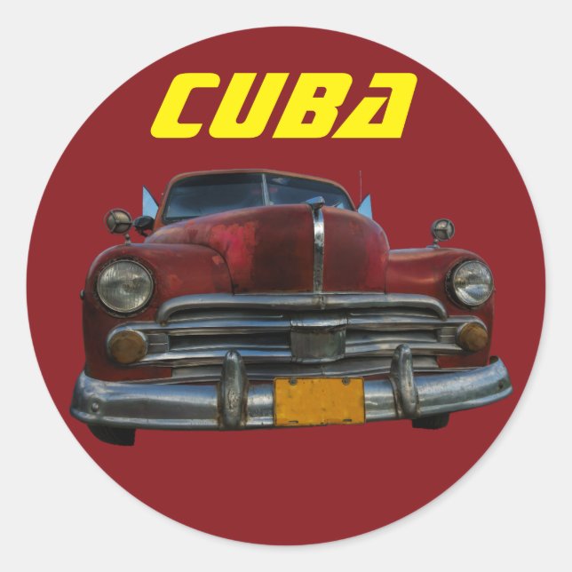 Classic American car in Cuba Round Sticker (Front)