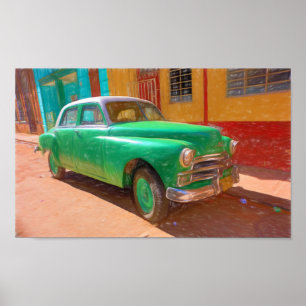 Classic American car in Havana, Cuba poster