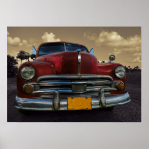 Classic American car in Vinales, Cuba Poster