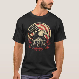 "Classic American Eagle & White House T-Shirt" T-Shirt