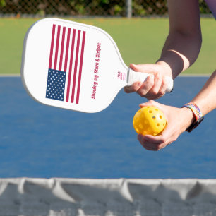 Classic American Flag with Name Saying Event Pickleball Paddle