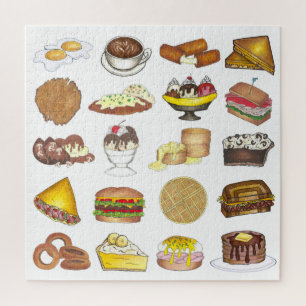 Classic American Greasy Spoon Roadside Diner Foods Jigsaw Puzzle
