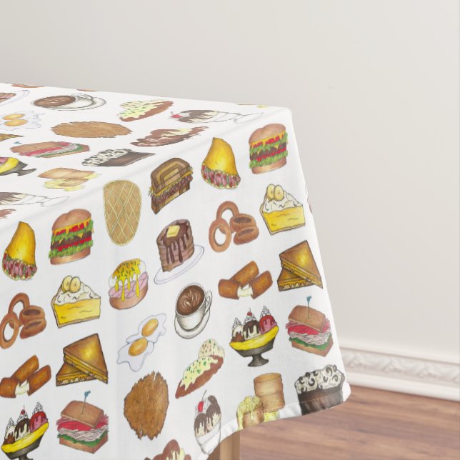 Classic American Lunch Counter Greasy Spoon Diner Tablecloth (In Situ)