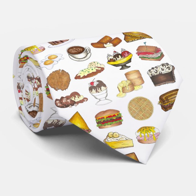 Classic American Lunch Counter Greasy Spoon Diner Tie (Rolled)