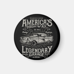 Classic American Muscle Car   Hotrod's Highway Magnet