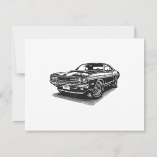 Classic American Muscle Car Retro Vintage 60s 70s Save The Date