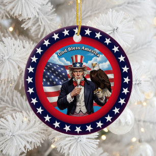 Classic American Patriotism  Ceramic Tree Decoration