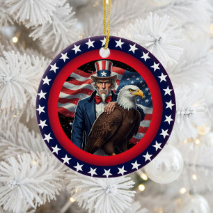Classic American Patriotism Ceramic Tree Decoration