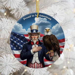 Classic American Patriotism Ceramic Tree Decoration