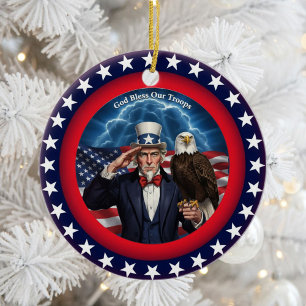 Classic American Patriotism Ceramic Tree Decoration