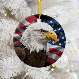 Classic American Patriotism Ceramic Tree Decoration