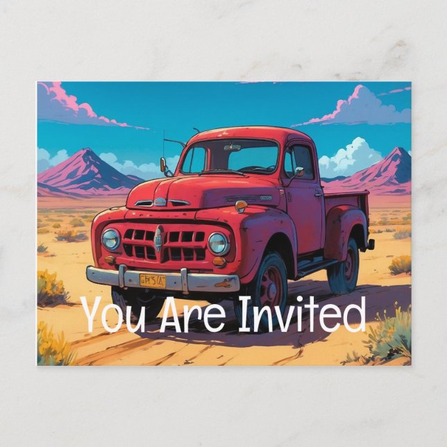 Classic American Pickup Truck  Invitation Postcard (Front)