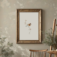 Classic American Robin Watercolor Art with Berries
