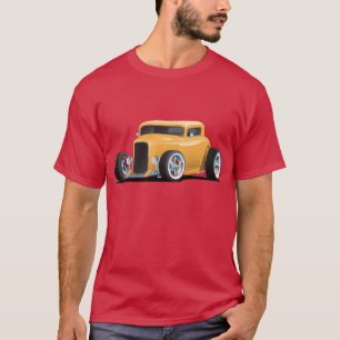 Classic American Yellow 32 Hotrod Car Illustration T-Shirt